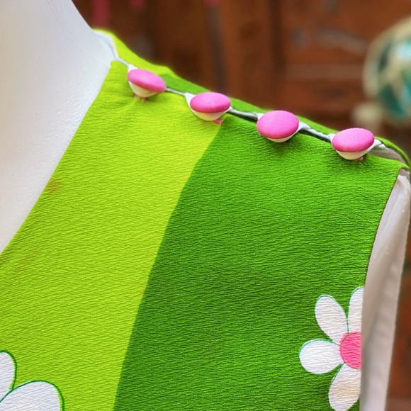 SOLD Alice Barkcloth Daisy Explosion Midi Dress - Picture 6 of 8